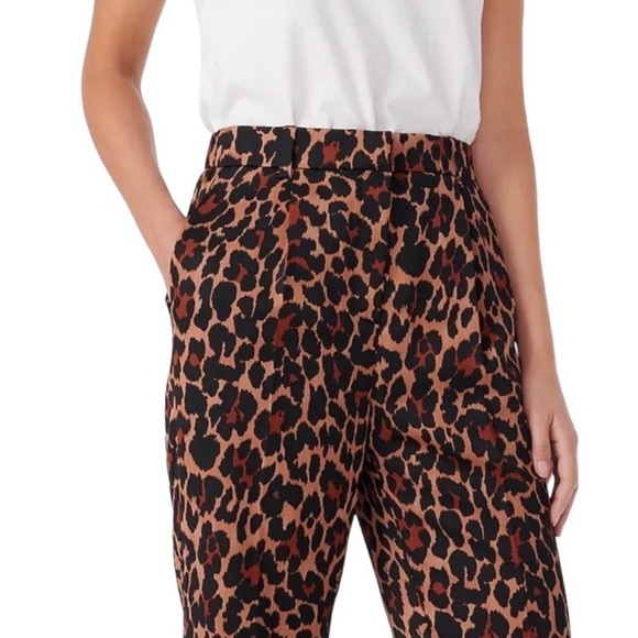 J.Crew Leopard Print Pants Size 4 High Rise Elastic Waist - Picture 3 of 11
